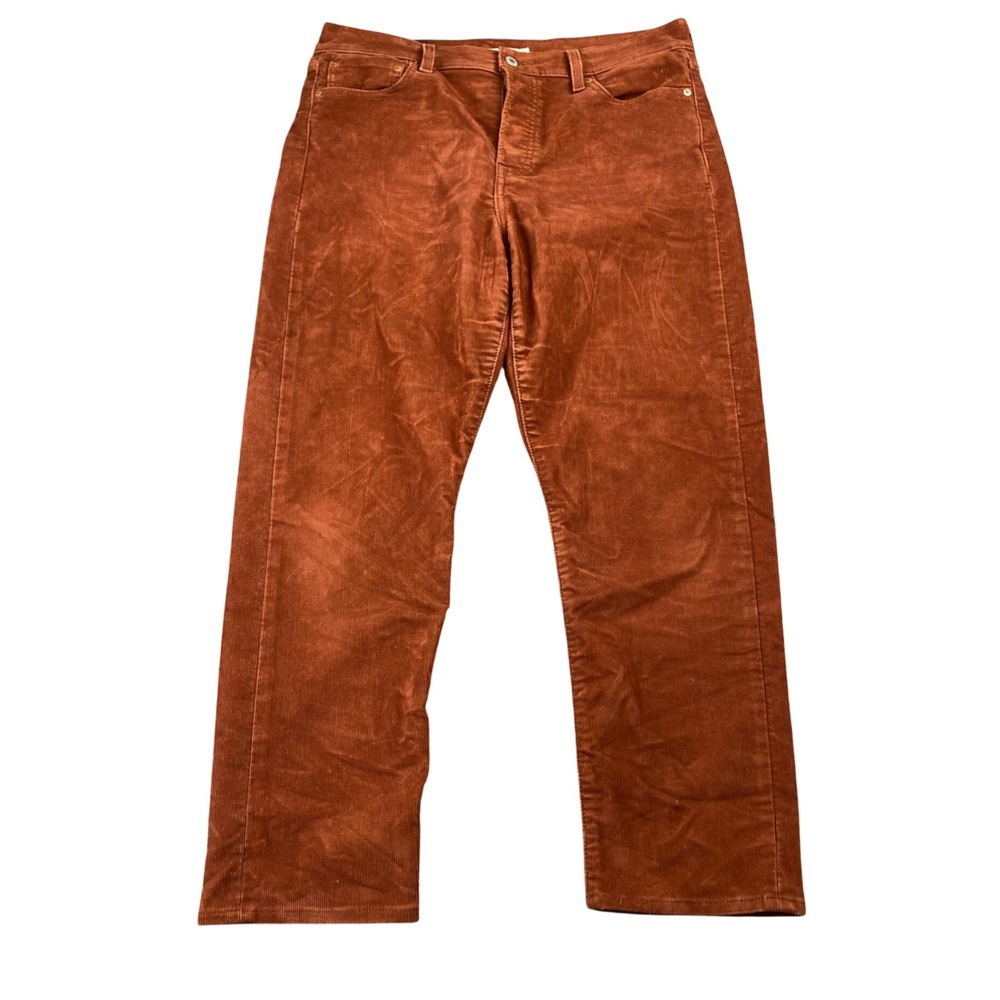 Levis Wedgie Straight Corduroy Pants Rust Orange Burnt Sienna Size 32 High Rise